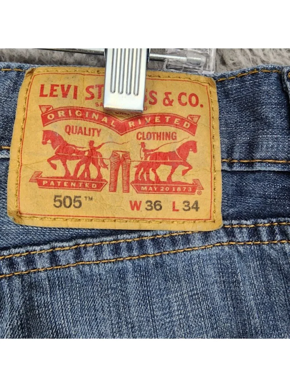 Levis Jeans Mens 36x34 Blue 505 Cotton Denim Regular Fit Straight Leg *Read*